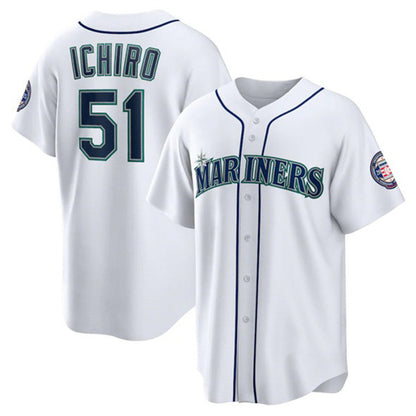 Seattle Mariners #51 Ichiro Suzuki White MIKSHPS Cool Base Stitched Jersey