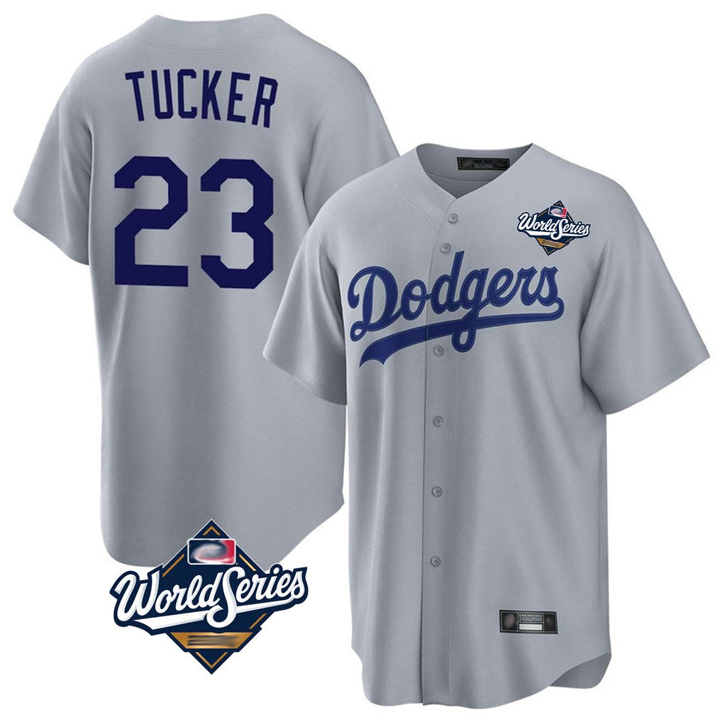 Los Angeles Dodgers #23 Kyle Tucker Player Gray MIKSHPS World Series Game Stitched Jerseys