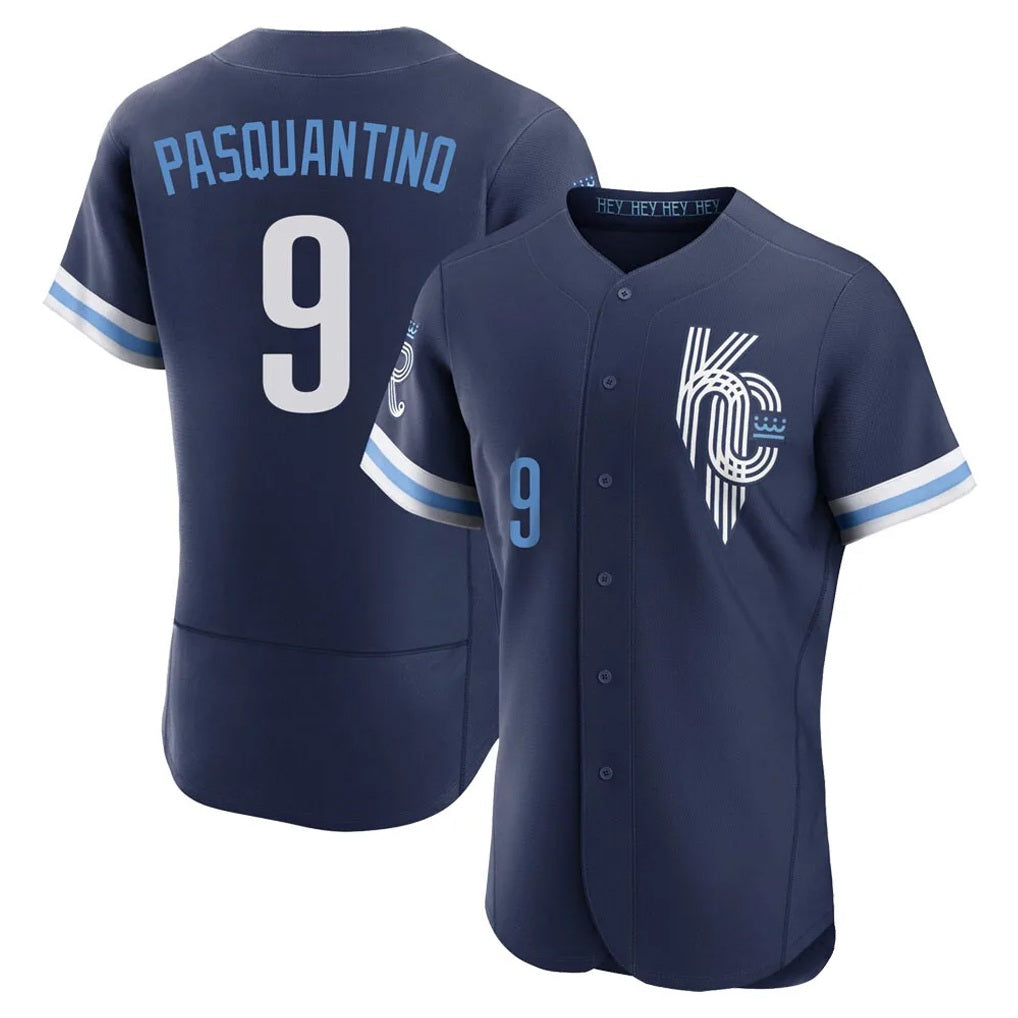Kansas City Royals #9 Vinnie Pasquantino Player Navy MIKSHPS City Connect Limited Elite Home Stitched Jerseys
