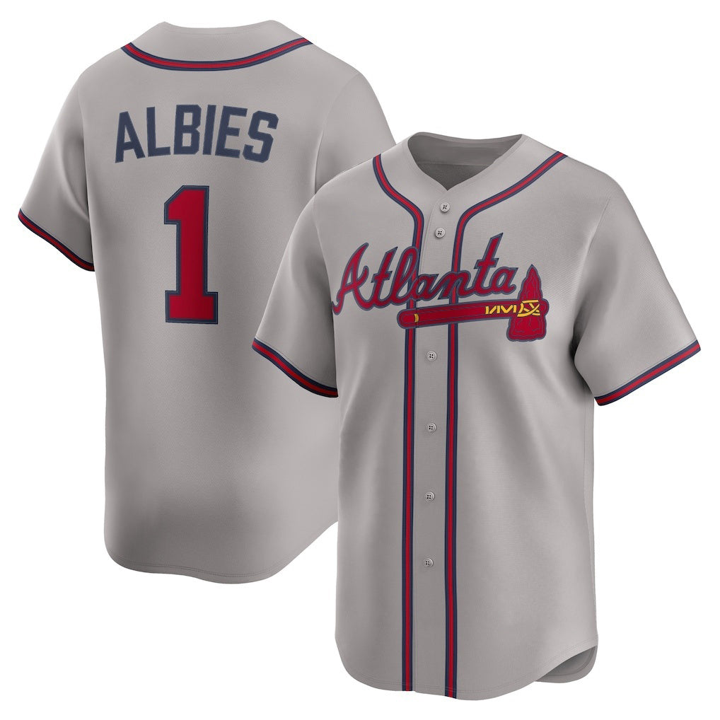 Atlanta Braves #1 Ozzie Albies Gray MIKSHPS Road Limited Player Jersey