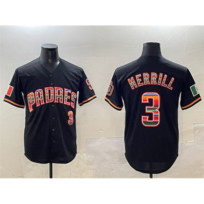 San Diego Padres #3 Jackson Merrill Black MIKSHPS Mexico Cool Base Stitched Jersey