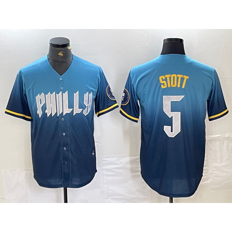 Philadelphia Phillies #5 Bryson Stott Blue MIKSHPS 2024 City Cool Base Stitched Jersey