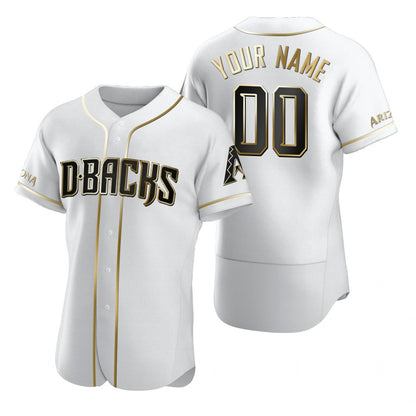Custom Arizona Diamondbacks White MIKSHPS Stitched Flex Base Golden Edition Jersey