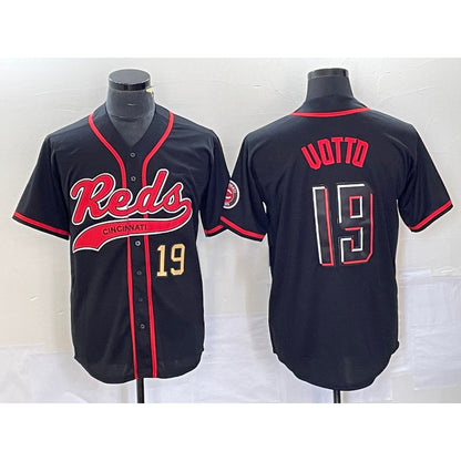 Cincinnati Reds #19 Joey Votto Number Black MIKSHPS 2023 City Connect Cool Base Stitched Jerseys