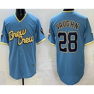Milwaukee Brewers #28 Andrew Vaughn Powder Blue MIKSHPS 2022 City Connect Cool Base Jersey