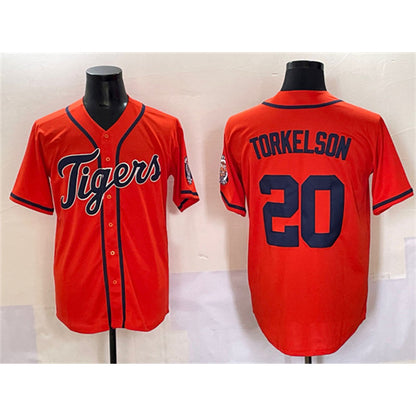 Detroit Tigers #20 Spencer Torkelson Orange MIKSHPS With Patch Cool Base Stitched Jersey
