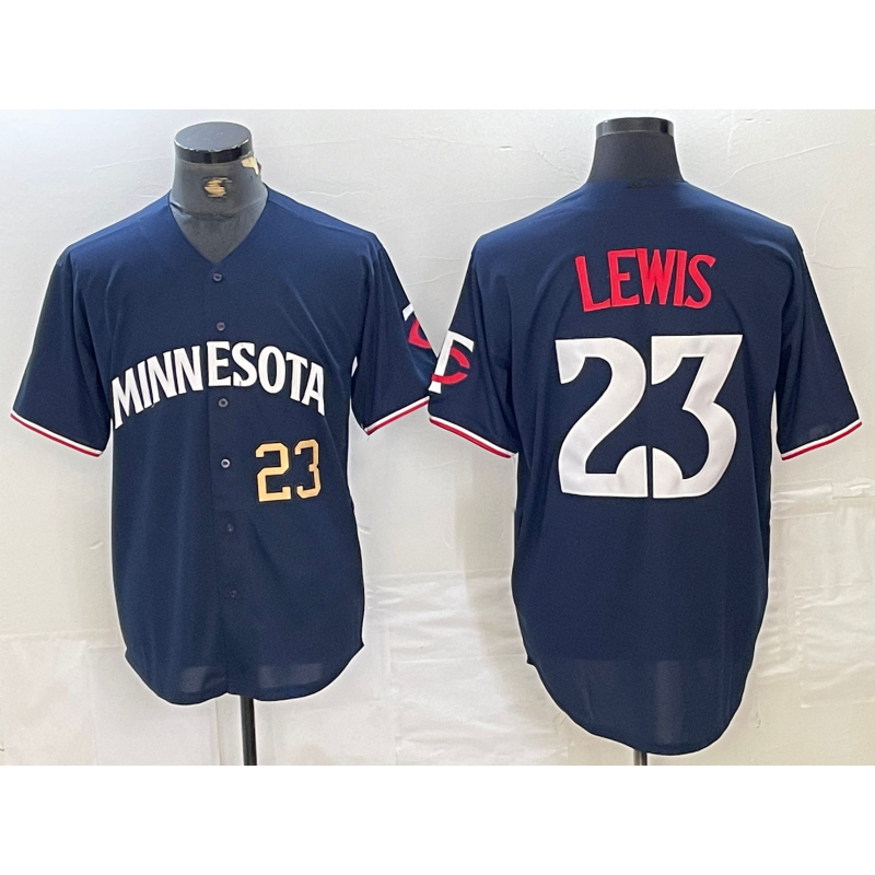 Minnesota Twins #23 Royce Lewis Number 2023 Navy Blue MIKSHPS Cool Base Stitched Jerseys