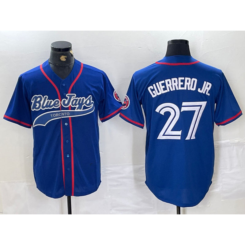 Toronto Blue Jays #27 Vladimir Guerrero Jr Blue MIKSHPS Cool Base Stitched Jersey 2