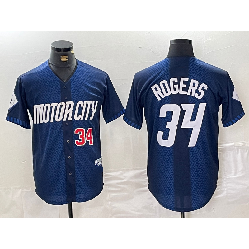 Detroit Tigers #34 Jake Rogers 2024 Navy MIKSHPS City Connect Cool Base Limited Stitched Jerseys