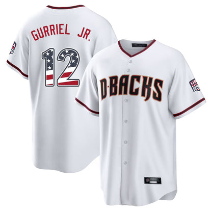 Arizona Diamondbacks #12 Lourdes Gurriel Jr Player White MIKSHPS USA 250 Fourth of July Home Game Stitched Jerseys