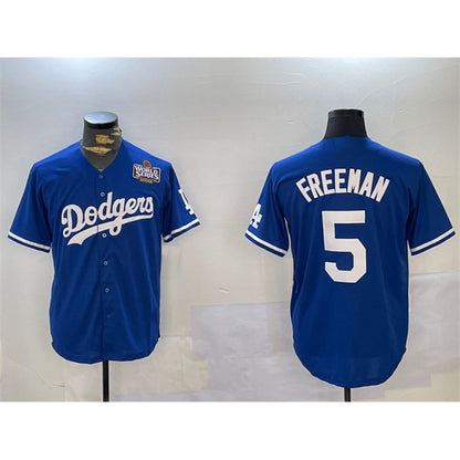 Los Angeles Dodgers #5 Freddie Freeman Blue MIKSHPS 2024 World Series Cool Base Stitched Jersey