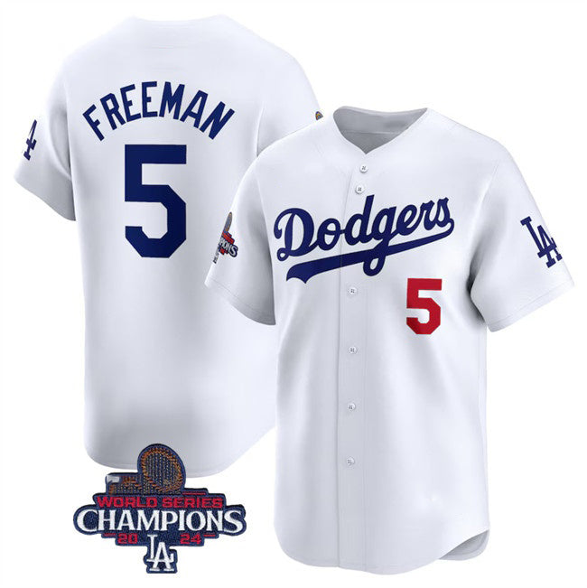 Los Angeles Dodgers #5 Freddie Freeman White MIKSHPS 2024 World Series Champions Home Limited Stitched Jersey