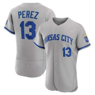 Kansas City Royals #13 Salvador Perez Grey MIKSHPS Flex Base Stitched Jersey