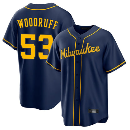 Milwaukee Brewers #53 Brandon Woodruff Player Navy MIKSHPS Home Game Stitched Jerseys