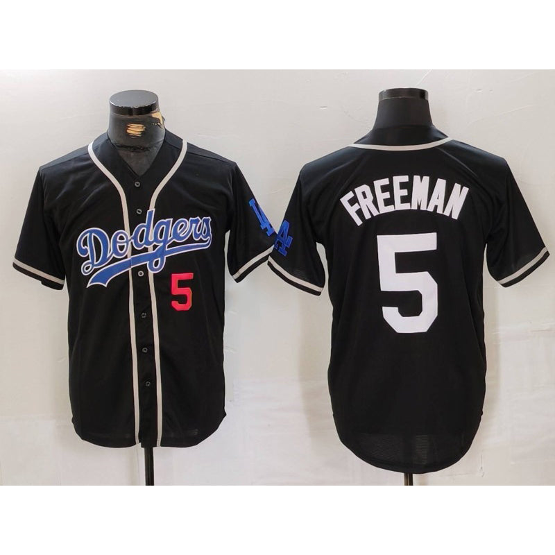 Los Angeles Dodgers #5 Freddie Freeman Number Black MIKSHPS Cool Base With Patch Stitched Jersey 2
