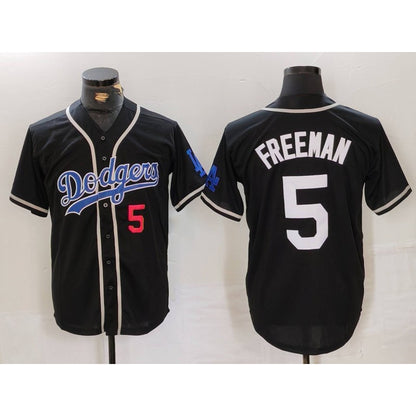 Los Angeles Dodgers #5 Freddie Freeman Number Black MIKSHPS Cool Base With Patch Stitched Jersey 2