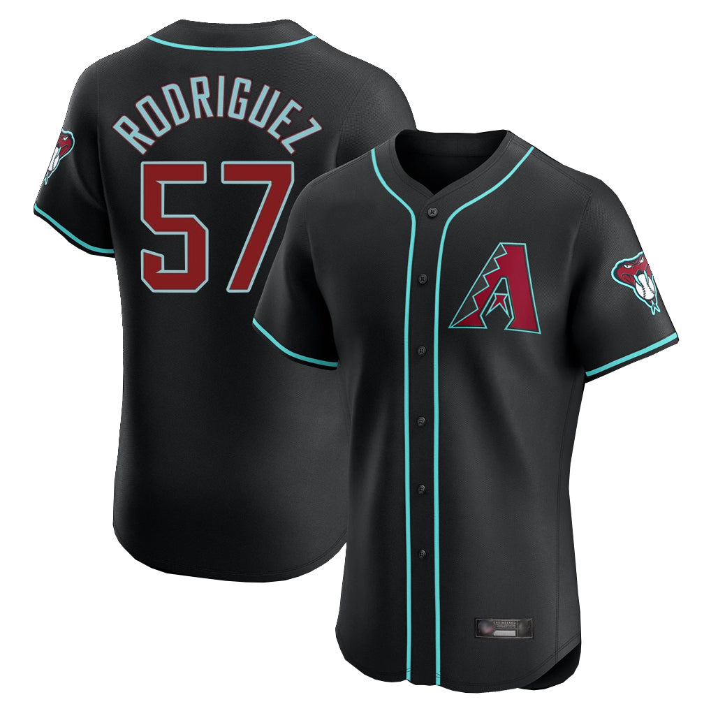 Arizona Diamondbacks #57 Eduardo Rodriguez Player Black MIKSHPS Limited Elite Home Game Stitched Jerseys