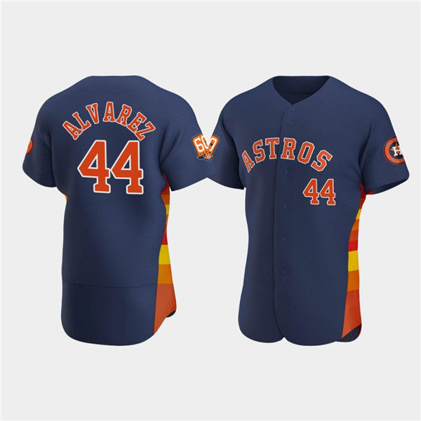 Houston Astros #44 Yordan Alvarez Navy MIKSHPS 60th Anniversary Flex Base Stitched Jersey