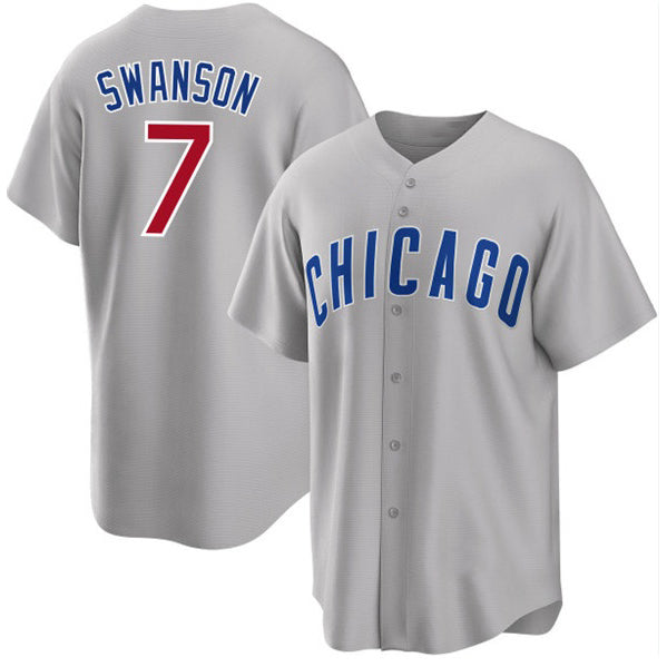 Chicago Cubs #7 Dansby Swanson Gray MIKSHPS Cool Base Stitched Jersey