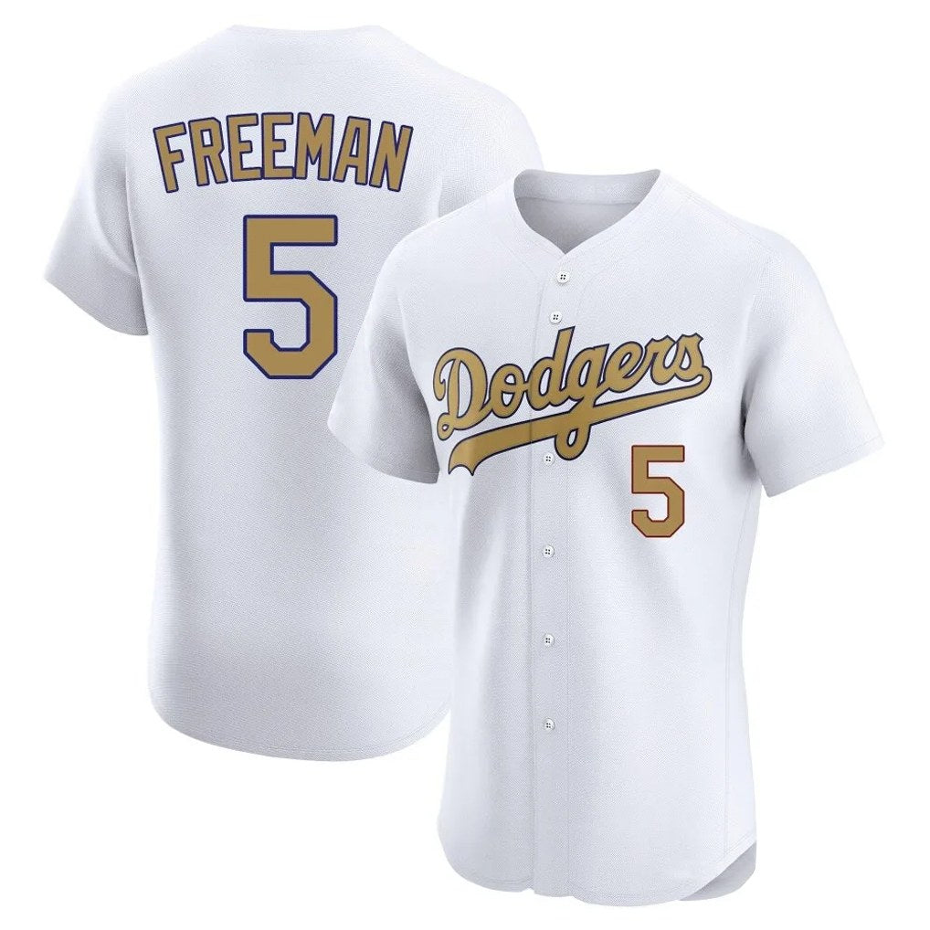 Los Angeles Dodgers #5 Freddie Freeman Player Gold MIKSHPS Limited Elite Home Stitched Jerseys