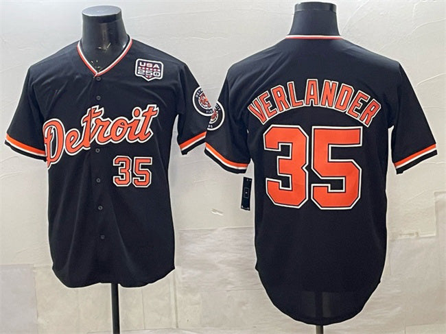 Detroit Tigers #35 Justin Verlander Navy MIKSHPS 2026 Alternate USA 250' Patch Vapor Premier Limited Stitched Jersey