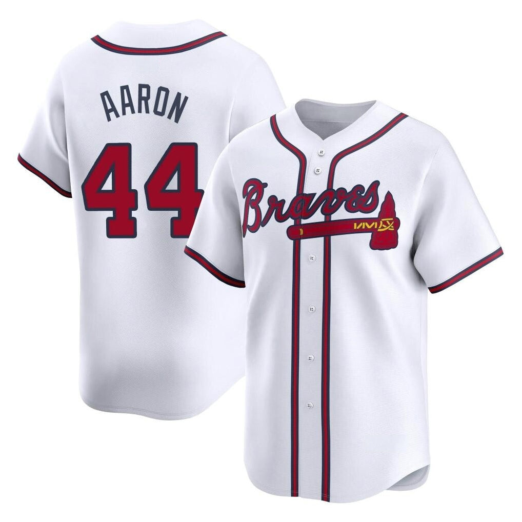 Atlanta Braves #44 Hank Aaron Player White MIKSHPS Limited Home Game Stitched Jerseys