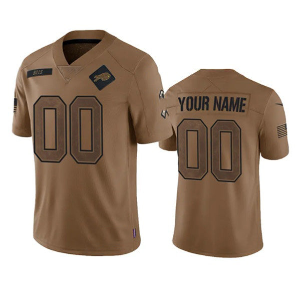 Custom B.Bills Active Player 2023 Brown MIKSHPS Salute To Service Limited Stitched Jersey