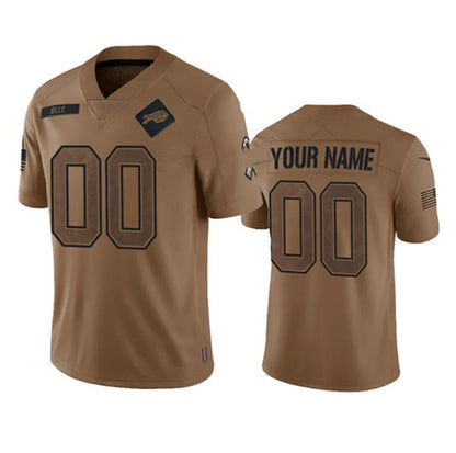 Custom B.Bills Active Player 2023 Brown MIKSHPS Salute To Service Limited Stitched Jersey