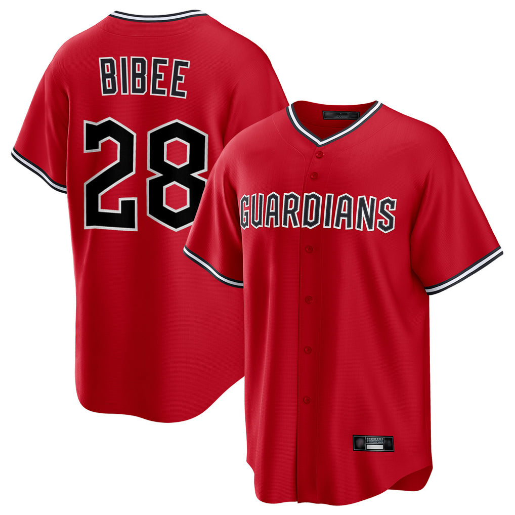 Cleveland Guardians #28 Tanner Bibee Player Red MIKSHPS Home Game Stitched Jerseys