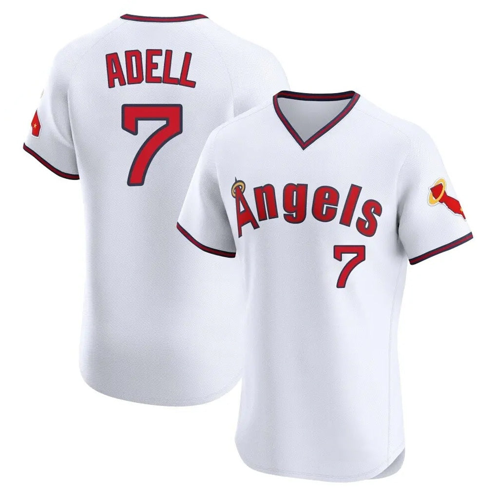Los Angeles Angels #7 Jo Adell Player White MIKSHPS T-shirt Home Limited Elite Stitched Jerseys