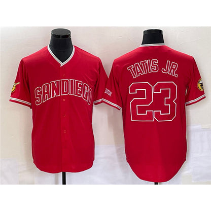 San Diego Padres #23 Fernando Tatis Jr. Red MIKSHPS Cool Base Stitched Jersey