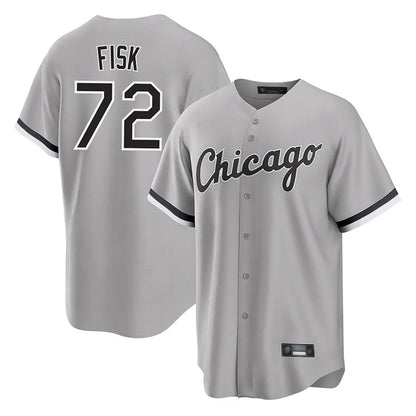 Chicago White Sox #72 Carlton Fisk Player Gray MIKSHPS Home Game Stitched Jerseys