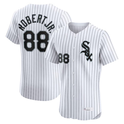 Chicago White Sox #88 Luis Robert Jr Player White MIKSHPS Stripe Limited Elite Home Stitched Jerseys
