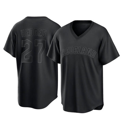 Cleveland Guardians #27 Austin Hedges Player Black MIKSHPS T-shirt Home Game Stitched Jerseys