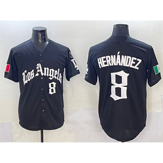 Los Angeles Dodgers #8 Enrique Hernandez Black MIKSHPS Mexico 2025 LA Gothic Style With Fernando Patch Vapor Premier Limited Stitched Jersey