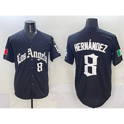 Los Angeles Dodgers #8 Enrique Hernandez Black MIKSHPS Mexico 2025 LA Gothic Style With Fernando Patch Vapor Premier Limited Stitched Jersey