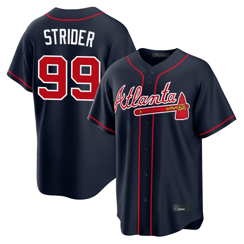 Atlanta Braves #99 Spencer Strider Player Navy MIKSHPS Home Game Stitched Jerseys