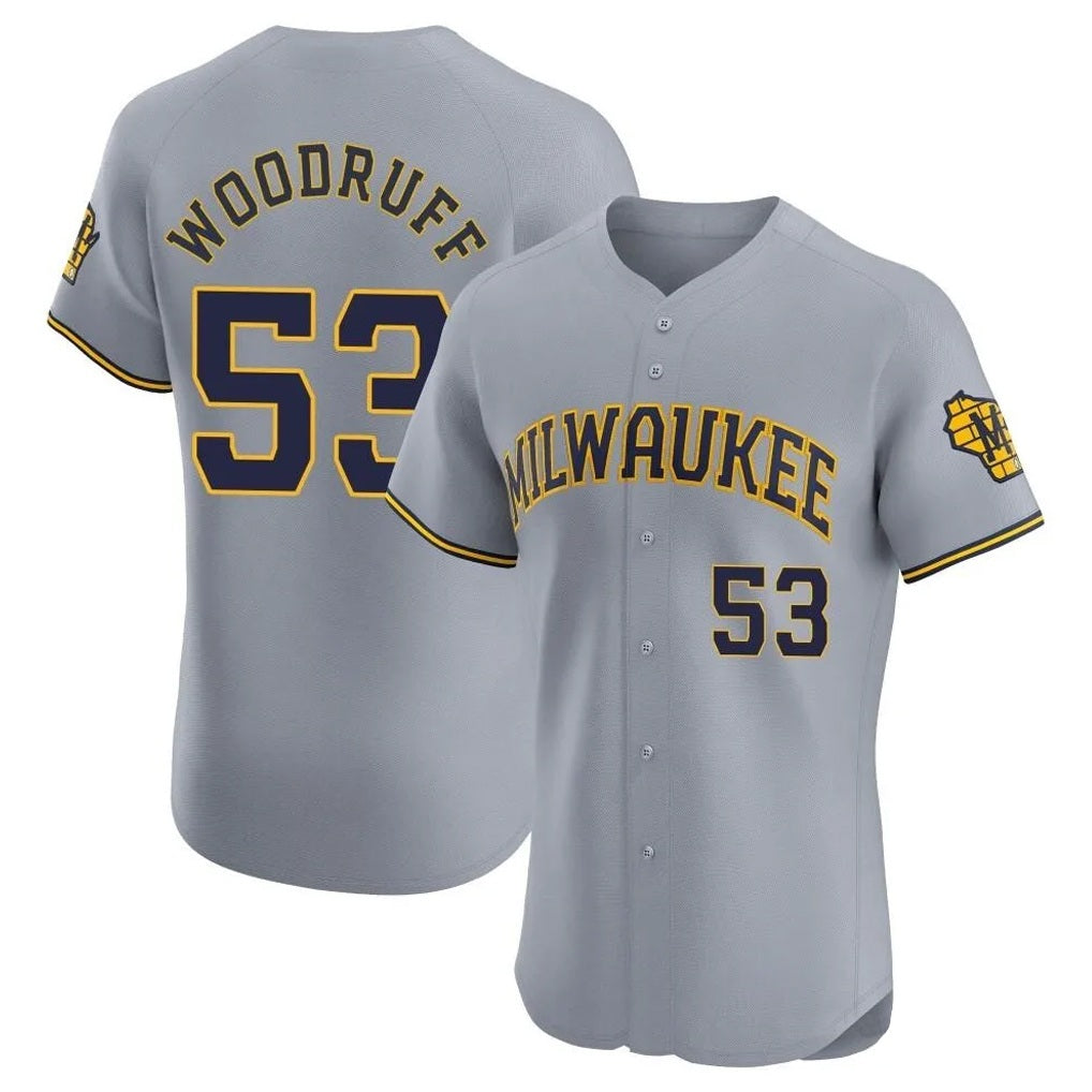 Milwaukee Brewers #53 Brandon Woodruff Player Gray MIKSHPS Home Limited Elite Stitched Jerseys
