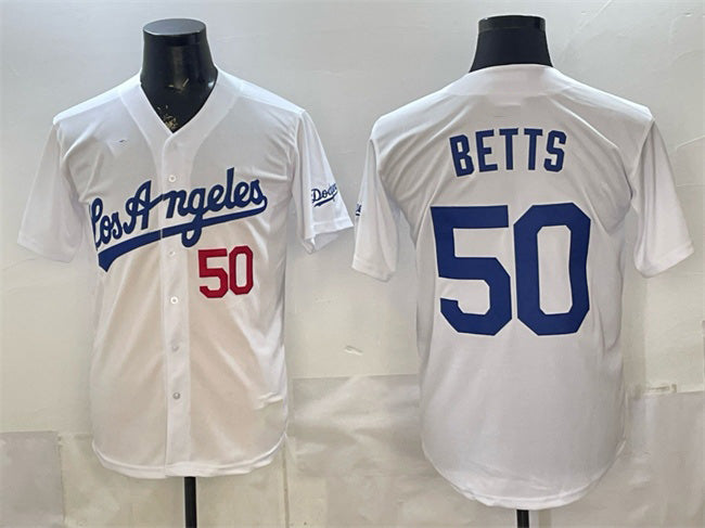 Los Angeles Dodgers #50 Mookie Betts White MIKSHPS Alternate Stadium Stitched Jersey