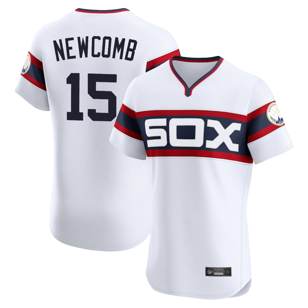 Chicago White Sox #15 Sean Newcomb Player White MIKSHPS T-shirt Limited Elite Home Stitched Jerseys