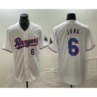 Texas Rangers #6 Josh Jung Number White MIKSHPS 2024 Gold Collection Limited Cool Base Jersey