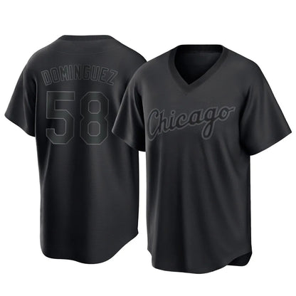 Chicago White Sox #58 Seranthony Dominguez Player Black MIKSHPS T-shirt Home Game Stitched Jerseys