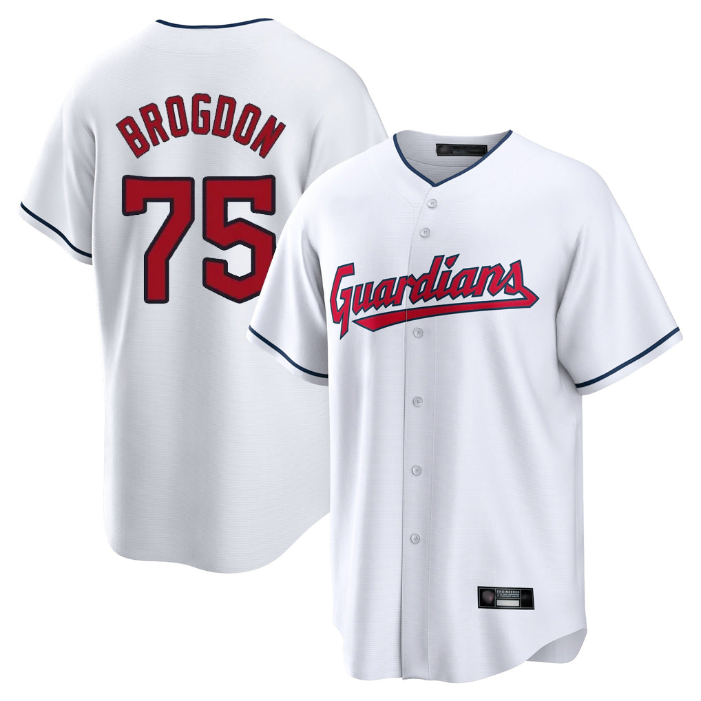 Cleveland Guardians #75 Connor Brogdon Player White MIKSHPS Home Game Stitched Jerseys