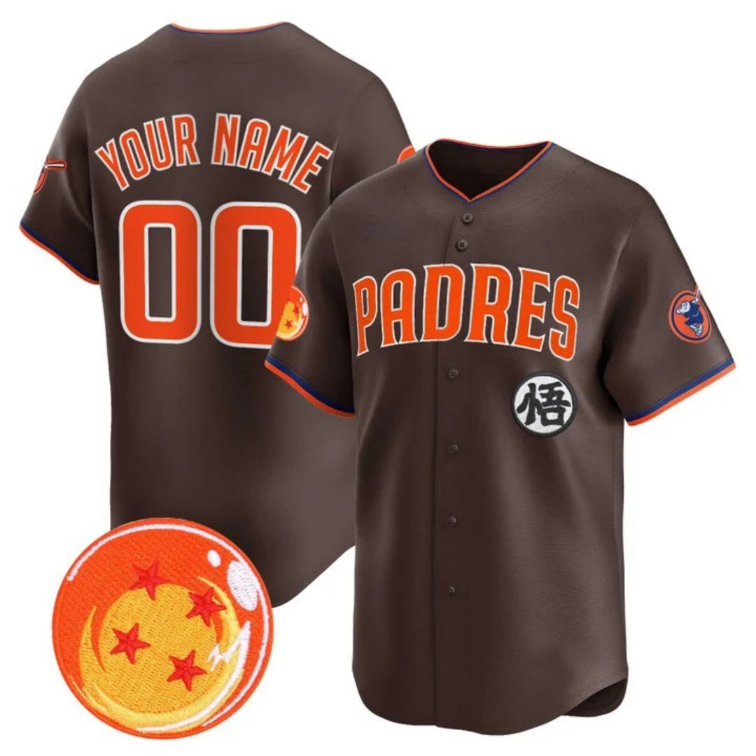Custom San Diego Padres x Dragon Ball Brown MIKSHPS Vapor Premier Limited Jersey - All Stitched