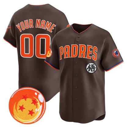 Custom San Diego Padres x Dragon Ball Brown MIKSHPS Vapor Premier Limited Jersey - All Stitched