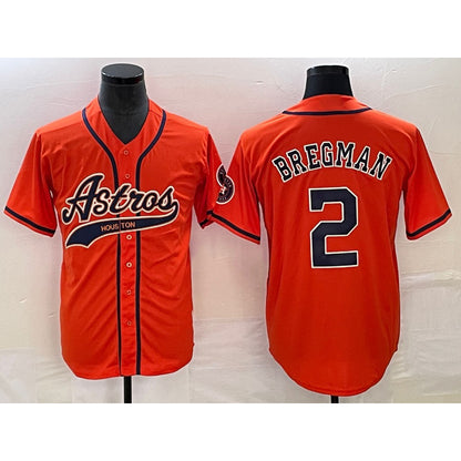 Houston Astros #2 Alex Bregman Orange MIKSHPS With Patch Cool Base Stitched Jersey