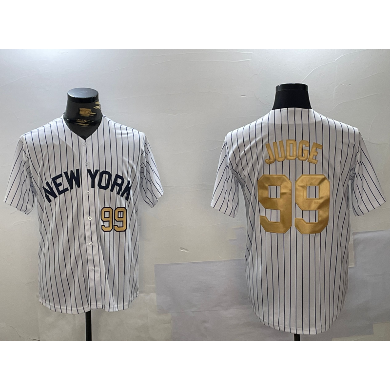 New York Yankees #99 Aaron Judge White MIKSHPS Pinstripe Fashion Cool Base Jerseys