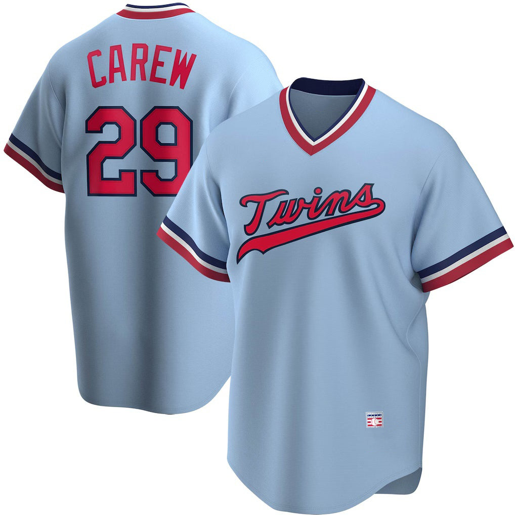 Minnesota Twins #29 Rod Carew Light Blue MIKSHPS Road Cooperstown Collection Player Jersey