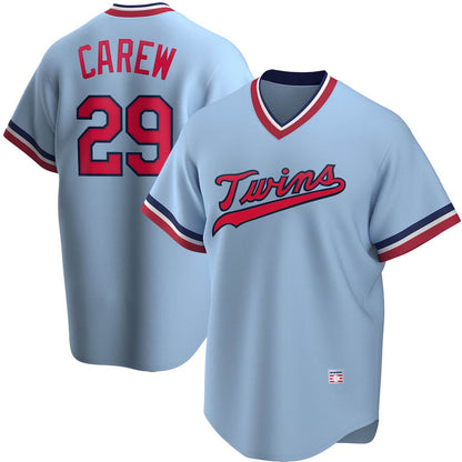 Minnesota Twins #29 Rod Carew Light Blue MIKSHPS Road Cooperstown Collection Player Jersey