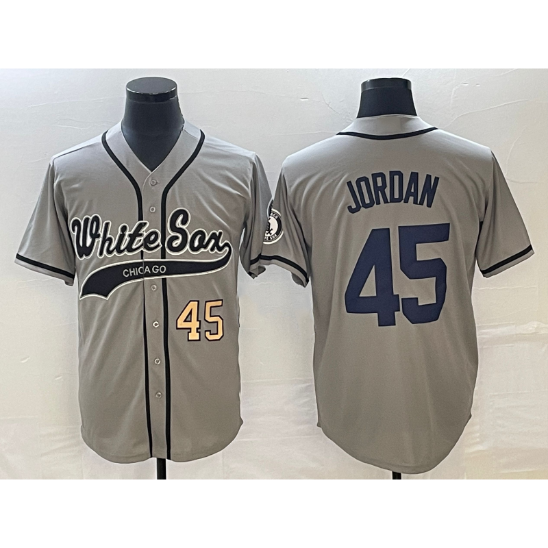 Chicago White Sox #45 Michael Jordan Number Grey MIKSHPS Cool Base Stitched Jersey